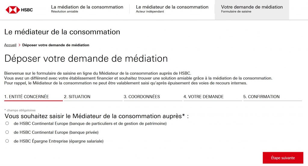 contact médiateur HSBC