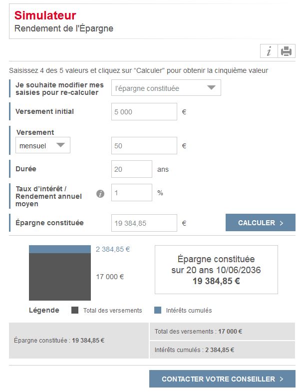 simulateur rendement épargne