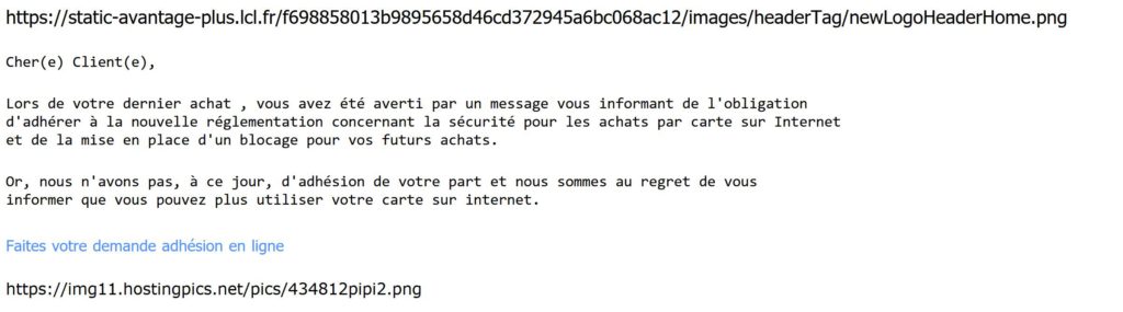 Faux mail de LCL: de plus en plus perfectionné  CBI: Crédit, Banques et Investissements
