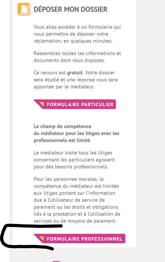 Saisir le médiateur des banques quand on est un professionnel ou une société